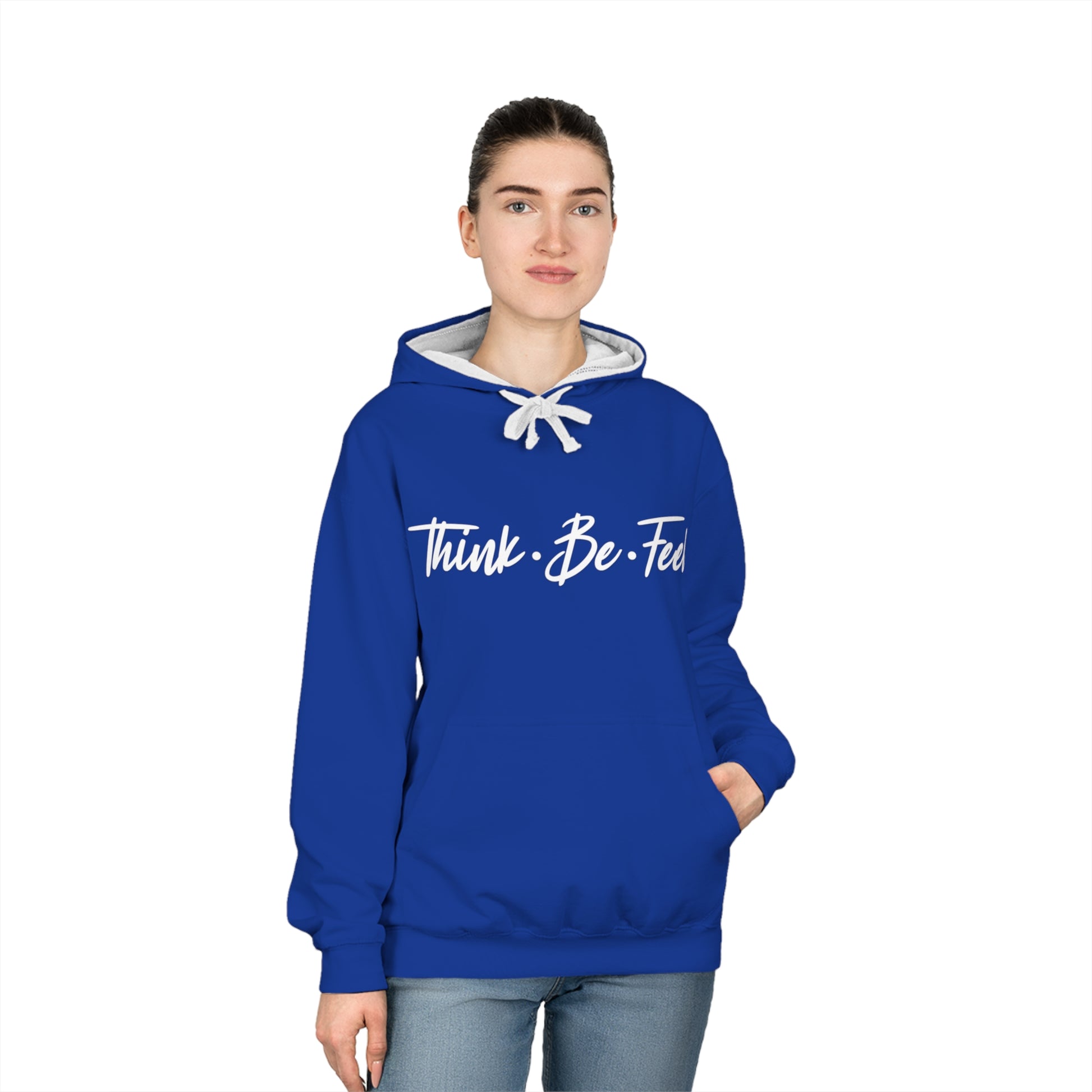 Unisex Varsity Hoodie - Think Be Feel