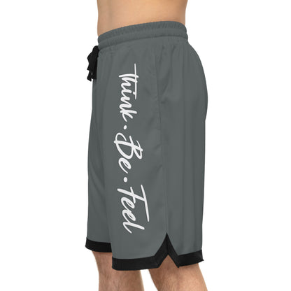 Think Be Feel Grey Basketball Rib Shorts (AOP) - Think Be Feel