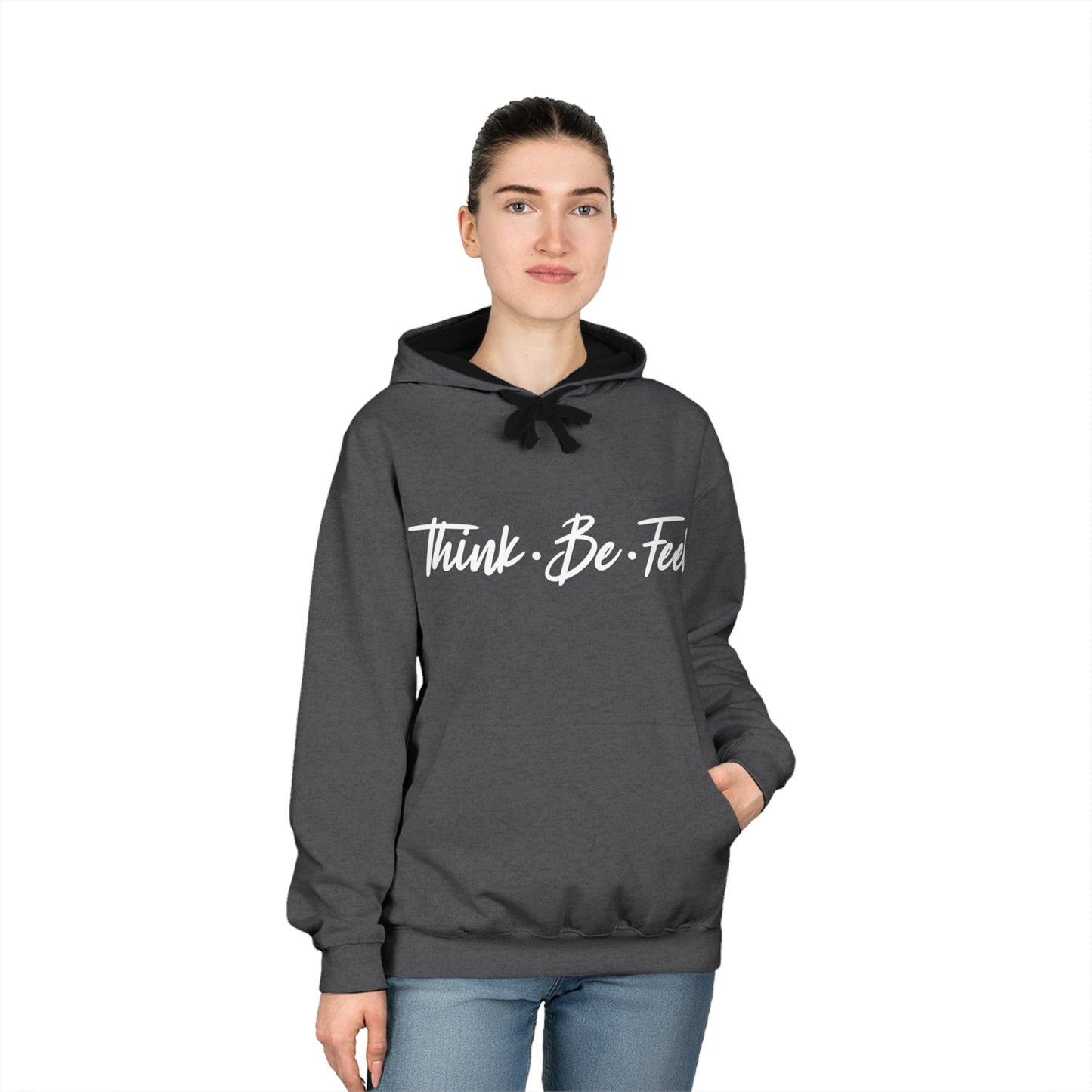 Unisex Varsity Hoodie - Think Be Feel