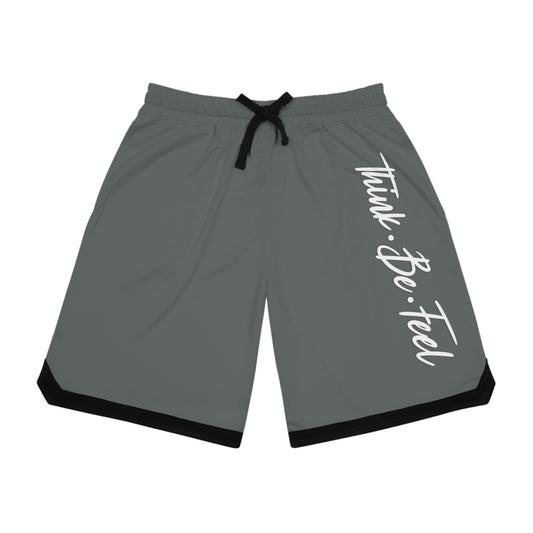 Think Be Feel Grey Basketball Rib Shorts (AOP) - Think Be Feel