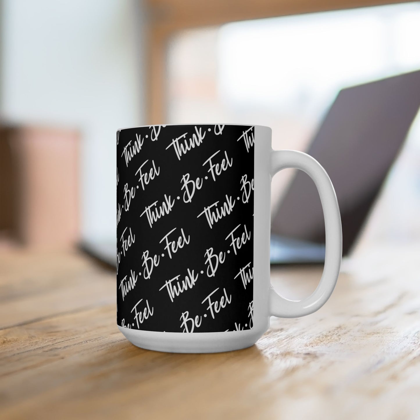 Think Be Feel Original Black Ceramic Mug (15oz) - Think Be Feel