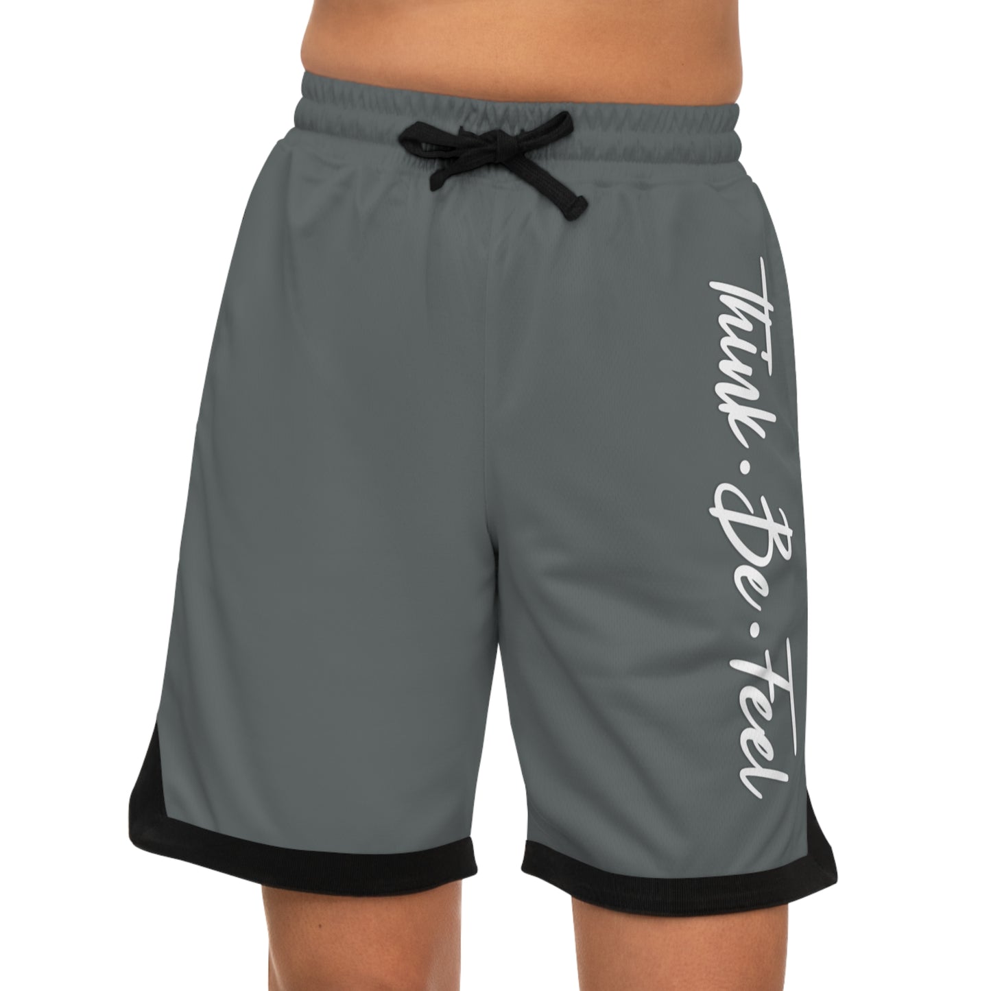 Think Be Feel Grey Basketball Rib Shorts (AOP) - Think Be Feel